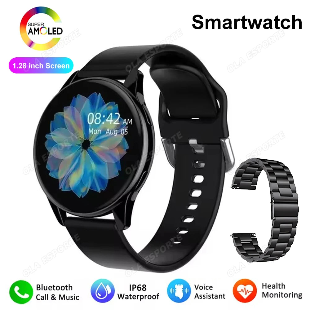 Men Women Smart Watch AMOLED Screen Bluetooth Call 100+ Sports Modes Fitness Clock Heart Rate Monitoring Ai Voice Smartwatch New