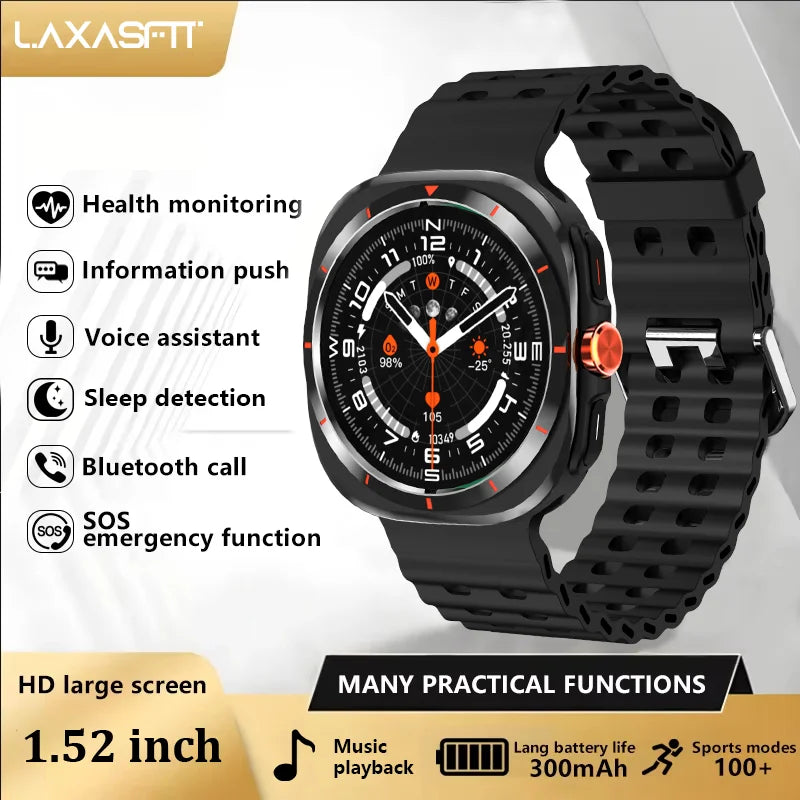 LAXASFIT Smart Watch Man 1.52-inch Touchscreen Bluetooth Calling Heart Rate Monitor Sports Fitness Tracking Woman Smartwatch