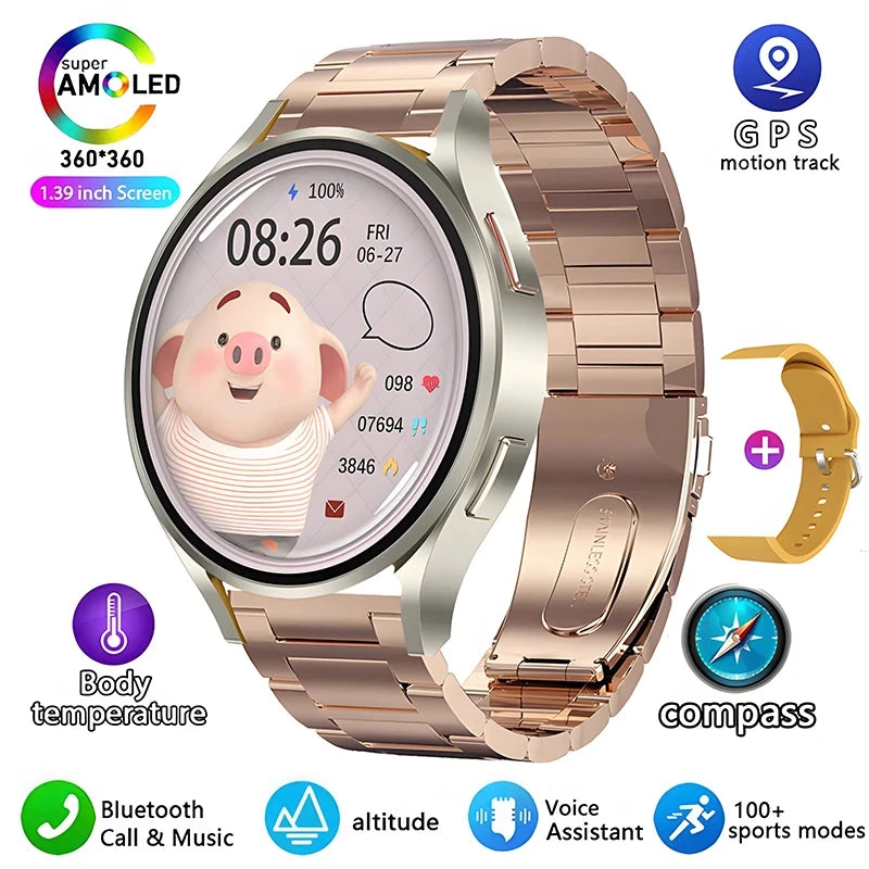2025 New waterproof Watch 6 GPS Track Smart Watch Men Amoled Always Display Body Temperature Clock BT Talk Smart Watch Woman Man