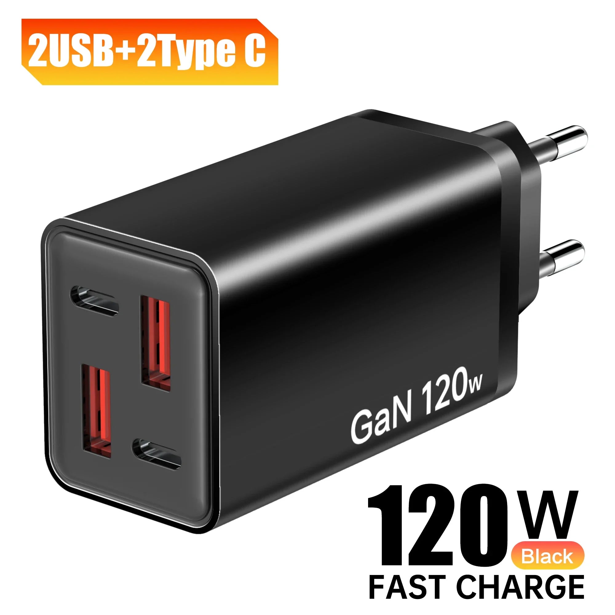 Total 120W 4 Ports GaN USB Charger Type C Fast Charging Wall Adapter 2PD 2USB Quick Charge 3.0 Travel Chargers Charging adapter