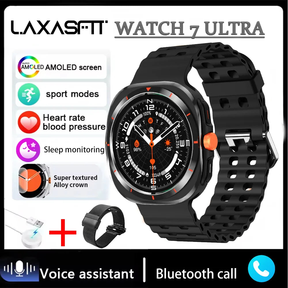LAXASFIT 2025 New Men's Smart Watch Outdoor Sports Bluetooth Call Message Alert Multisport Mode Smartwatch