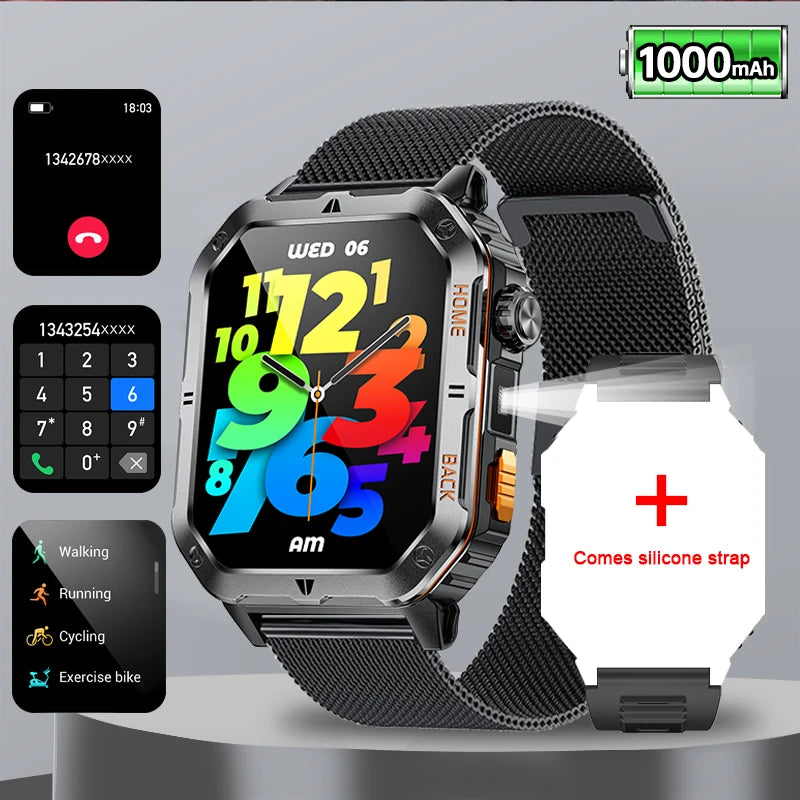New 100Mah Sports Smart Watch GPS AMOLED Heart Rate Monitoring LED Flashlight NFC Bluetooth Call 3ATM Waterproof watch men women