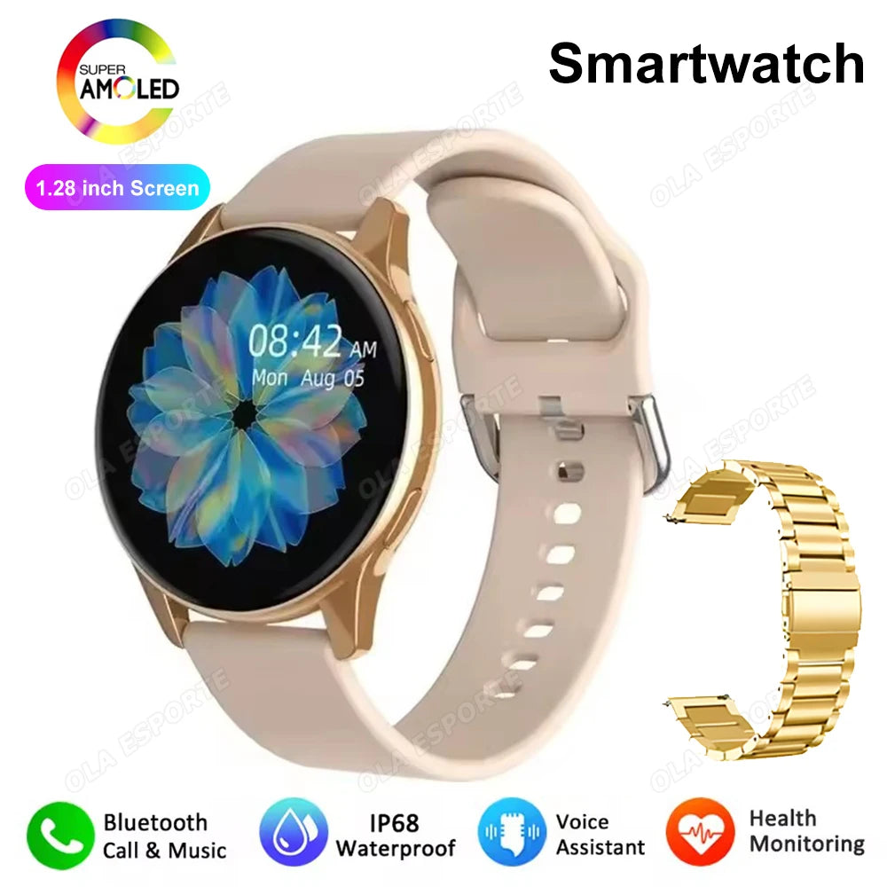 Men Women Smart Watch AMOLED Screen Bluetooth Call 100+ Sports Modes Fitness Clock Heart Rate Monitoring Ai Voice Smartwatch New