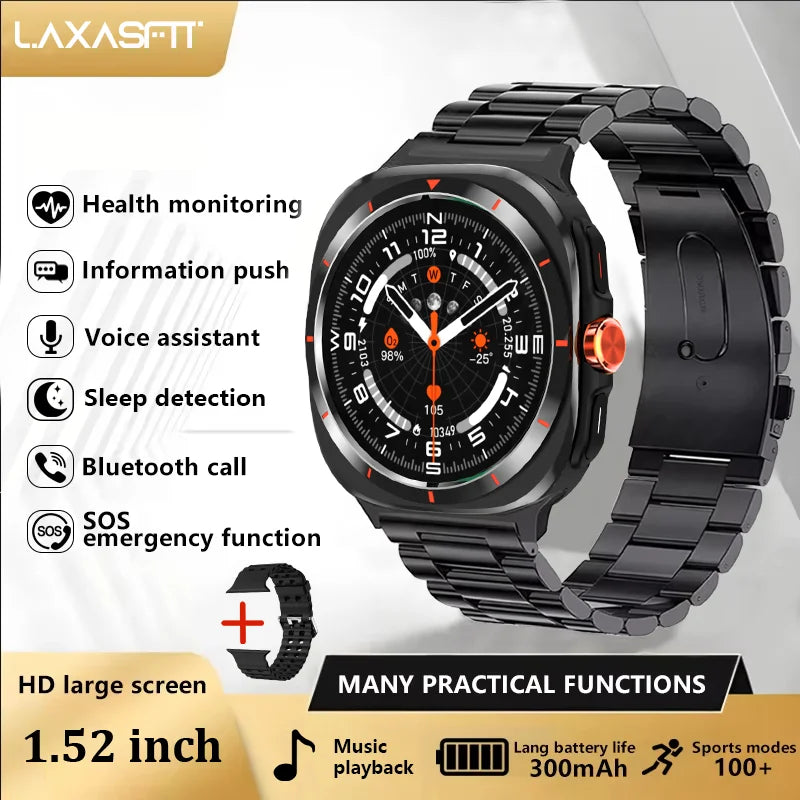 LAXASFIT Smart Watch Man 1.52-inch Touchscreen Bluetooth Calling Heart Rate Monitor Sports Fitness Tracking Woman Smartwatch