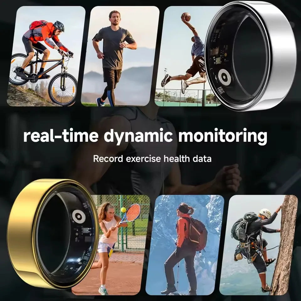 2025 New Smart Ring Blood Oxygen&Pressure Sleep Monitor Sports Tracking Remote Care IP68 Waterproof Men Women