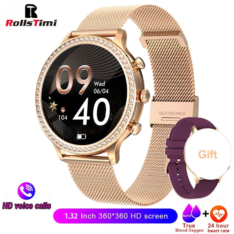 Fashion Luxury Smart Watch Women Bluetooth Call Blood Pressure DIY Custom Sport Fitness Waterproof  Smart watches For Women Gift