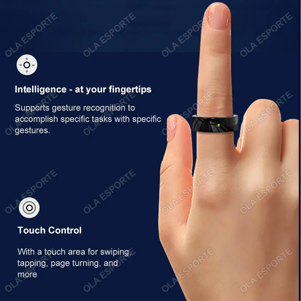2025 NFC Ceramic LED Smart Ring Built-in NFC Ring 5ATM Waterproof Gesture Control Health Monitoring Multi-Sports Modes Smartring