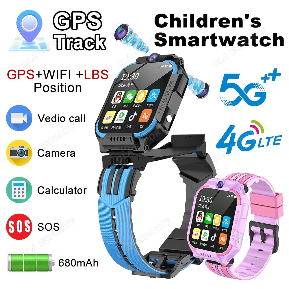 5G Children's Smartwatch Compass GPS Positioning Tracker HD Camera Video Call Multi-function Kids' Phone Watch Boys Girls Gifts