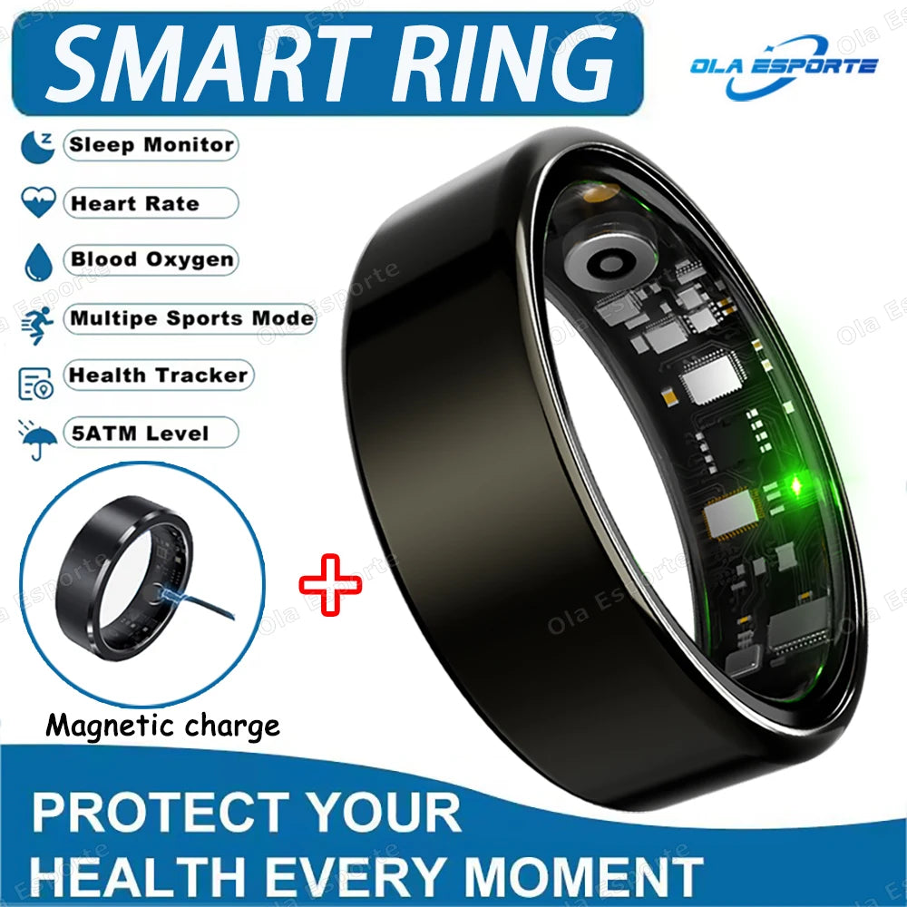 2025 New Smart Ring Blood Oxygen&Pressure Sleep Monitor Sports Tracking Remote Care IP68 Waterproof Men Women