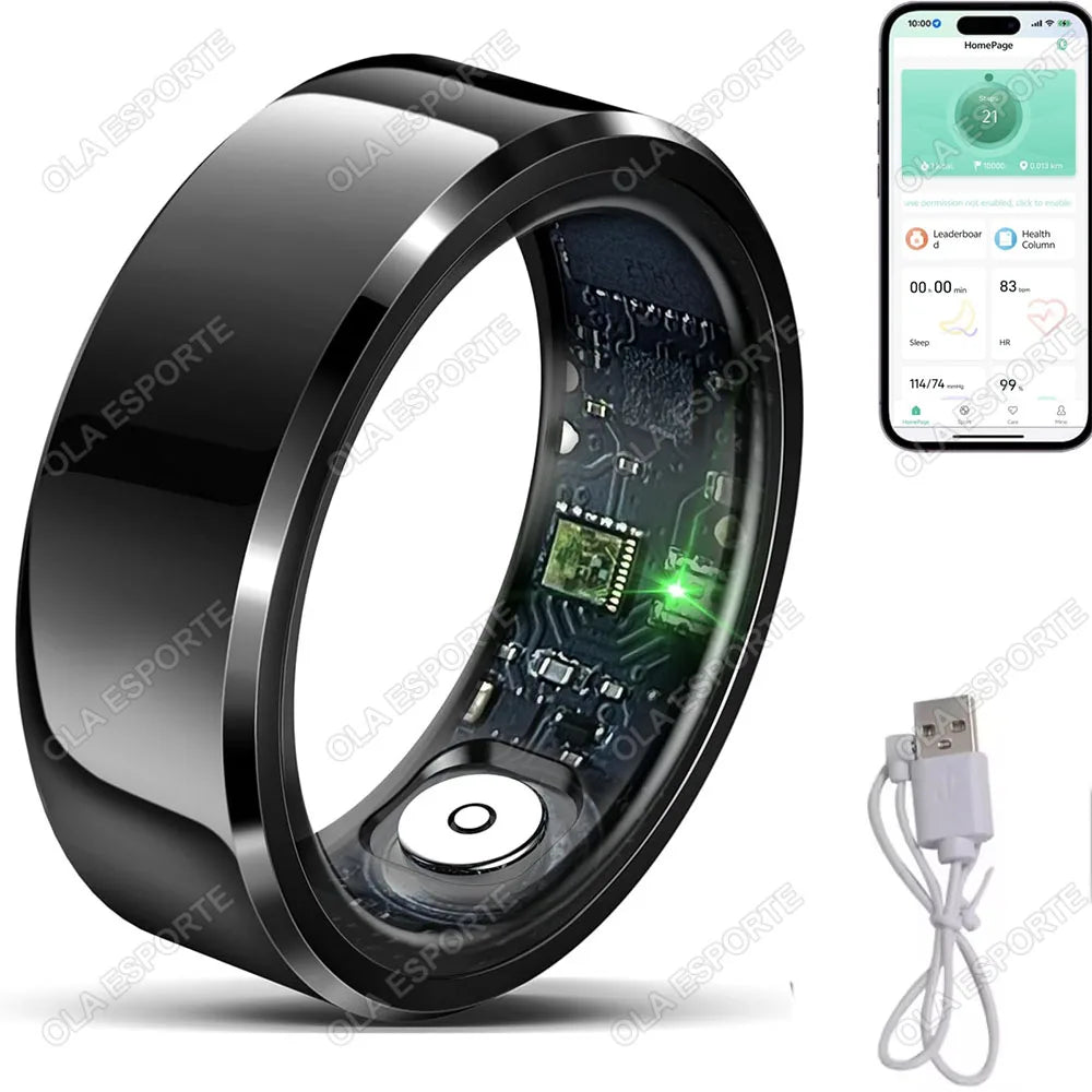 2025 Smart Ring Blood Pressure Heart Rate Sleep Monitoring Smartring IP68 & 5ATM Waterproof Multi-sport Mode Smartring Man Women
