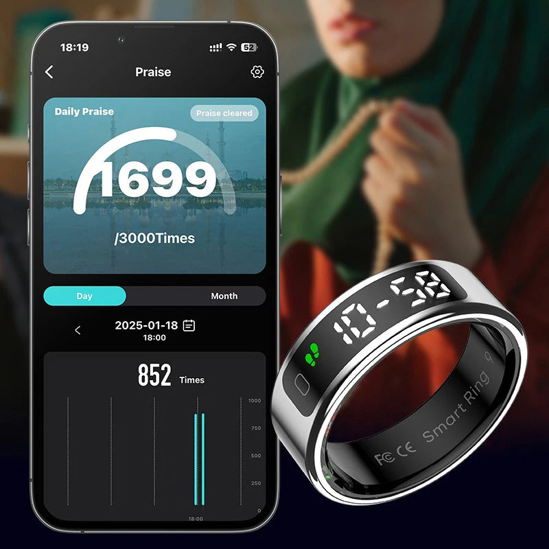 Xiaomi R12 Smart Ring Touch Display Screen 5ATM Waterproof Bluetooth Health Monitor Gesture Control Wireless Charging Sport Ring