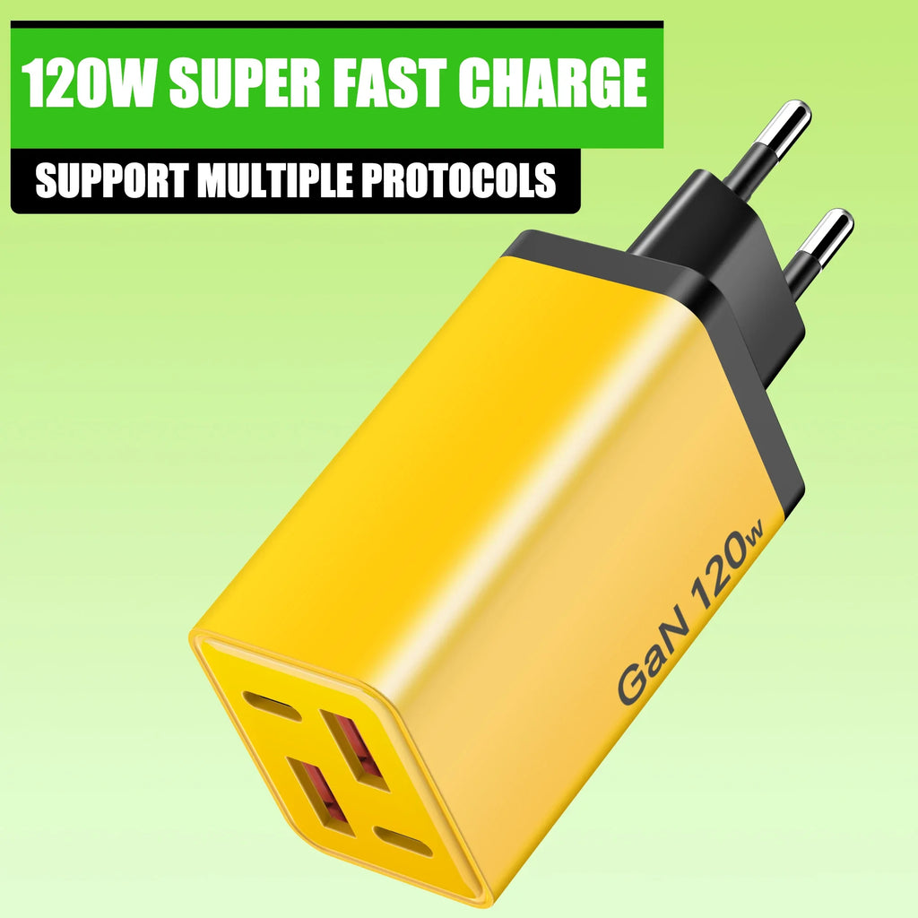 Total 120W 4 Ports GaN USB Charger Type C Fast Charging Wall Adapter 2PD 2USB Quick Charge 3.0 Travel Chargers Charging adapter