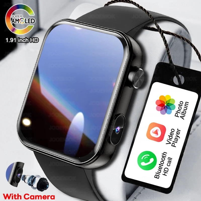 For Xiaomi Smart Watch with Camera Men Recording Camera TWS Headset Local Music Bluetooth Calling Music Fashion Women Smartwatch