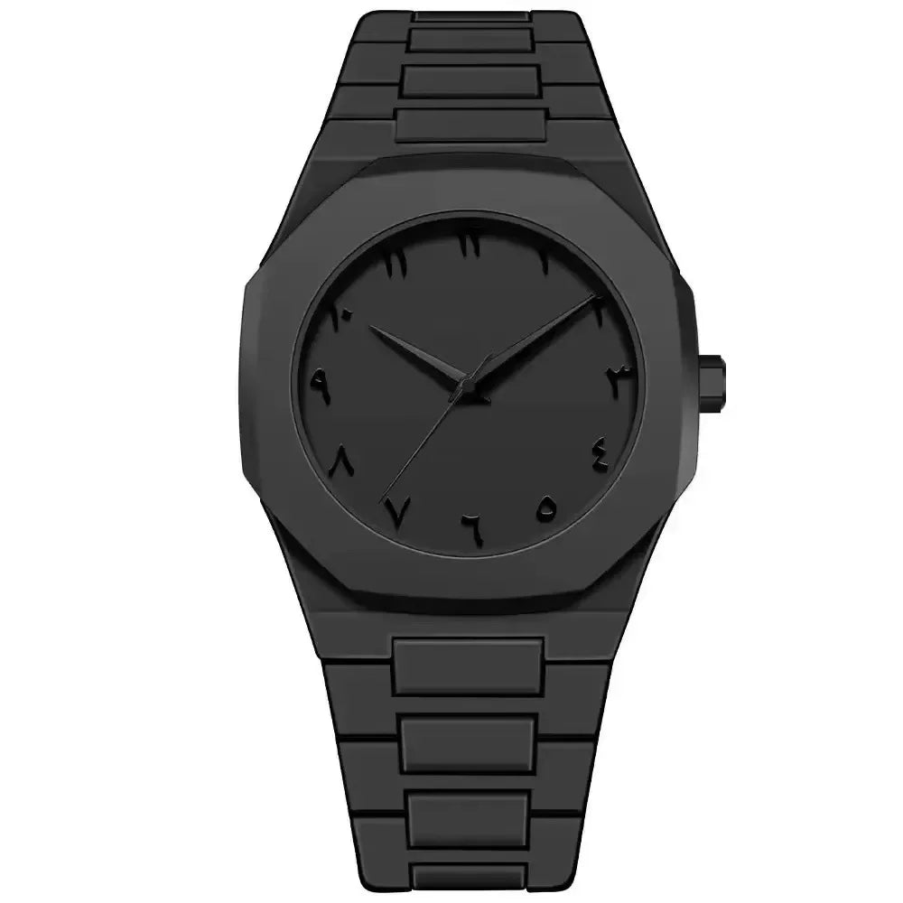 Novo relógio masculino da moda simples preto masculino relógios de quartzo árabe digital casual gotejamento pulseira de óleo