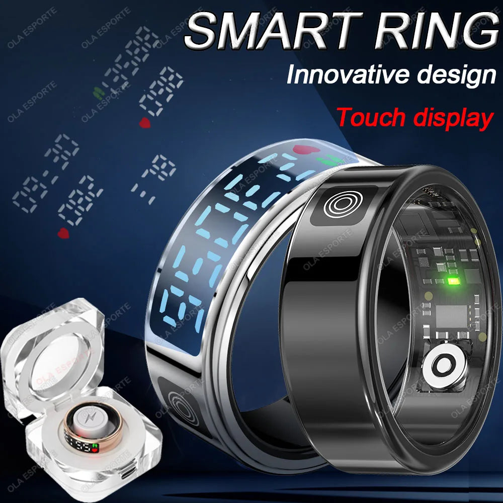 Smart Ring with Display Screen and Touch, Health Manager, Gesture Swipe Video, 5 ATM Waterproof For Men Women Smartring 2025 New