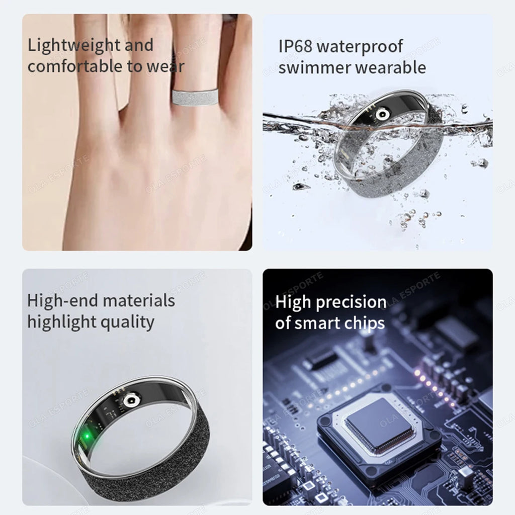 New Smart Ring with Charging Case for men women,Health and Sleep Monitor,iP68 & 5ATM Waterproof,Multi-sport Mode,For Android ios