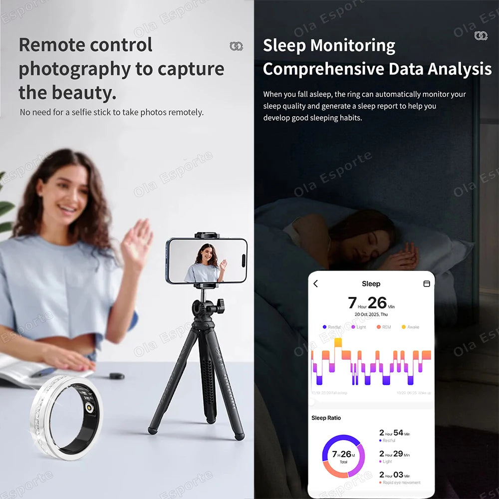 New For Android IOS Smart Ring IP68 Waterproof Heart Rate Health Monitoring Sports Pedometer Fitness Rings Diamond Fashion Women