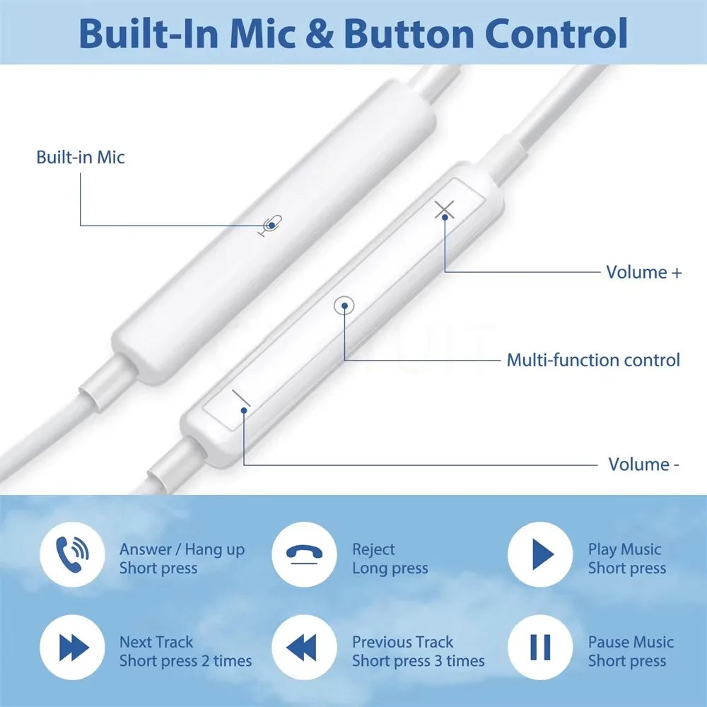 For Xiaomi Headphones Xiaomi Mi 14 13 12 11 in-ear Earphones Redmi Note 10 9 8 7 Type C 3.5mm Wired Headset Phone Accessories