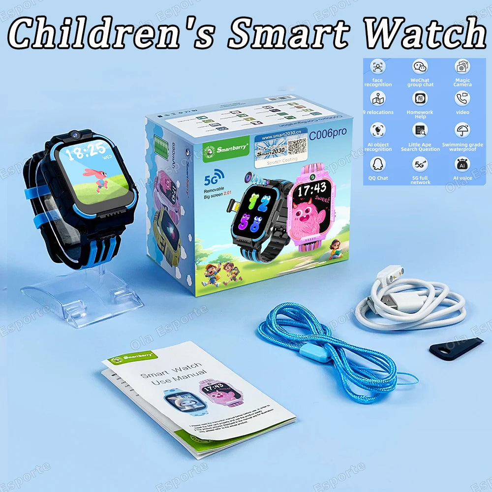 5G Children's Smartwatch Compass GPS Positioning Tracker HD Camera Video Call Multi-function Kids' Phone Watch Boys Girls Gifts