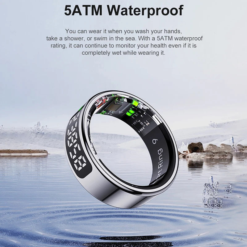 Xiaomi R12 Smart Ring Touch Display Screen 5ATM Waterproof Bluetooth Health Monitor Gesture Control Wireless Charging Sport Ring