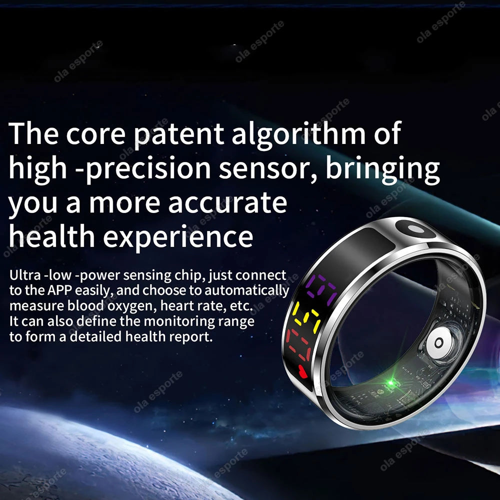 2025 R12 Smart Ring with Color Display Screen and Touch, Charging Box,Health Manager, 5 ATM Waterproof Smartring For Men Women